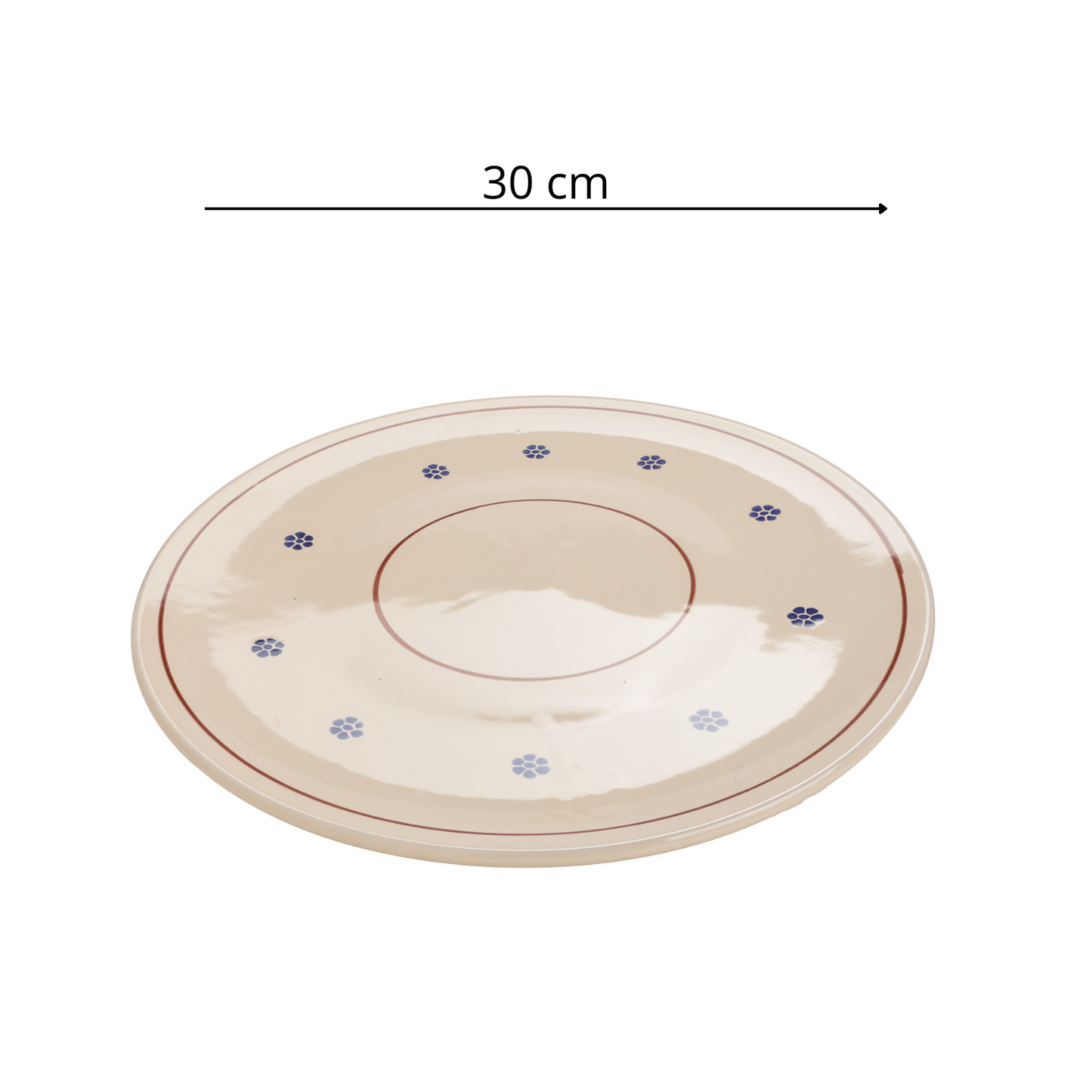 Piatto rotondo grande in ceramica, artigianale stile antico diametro 30 cm