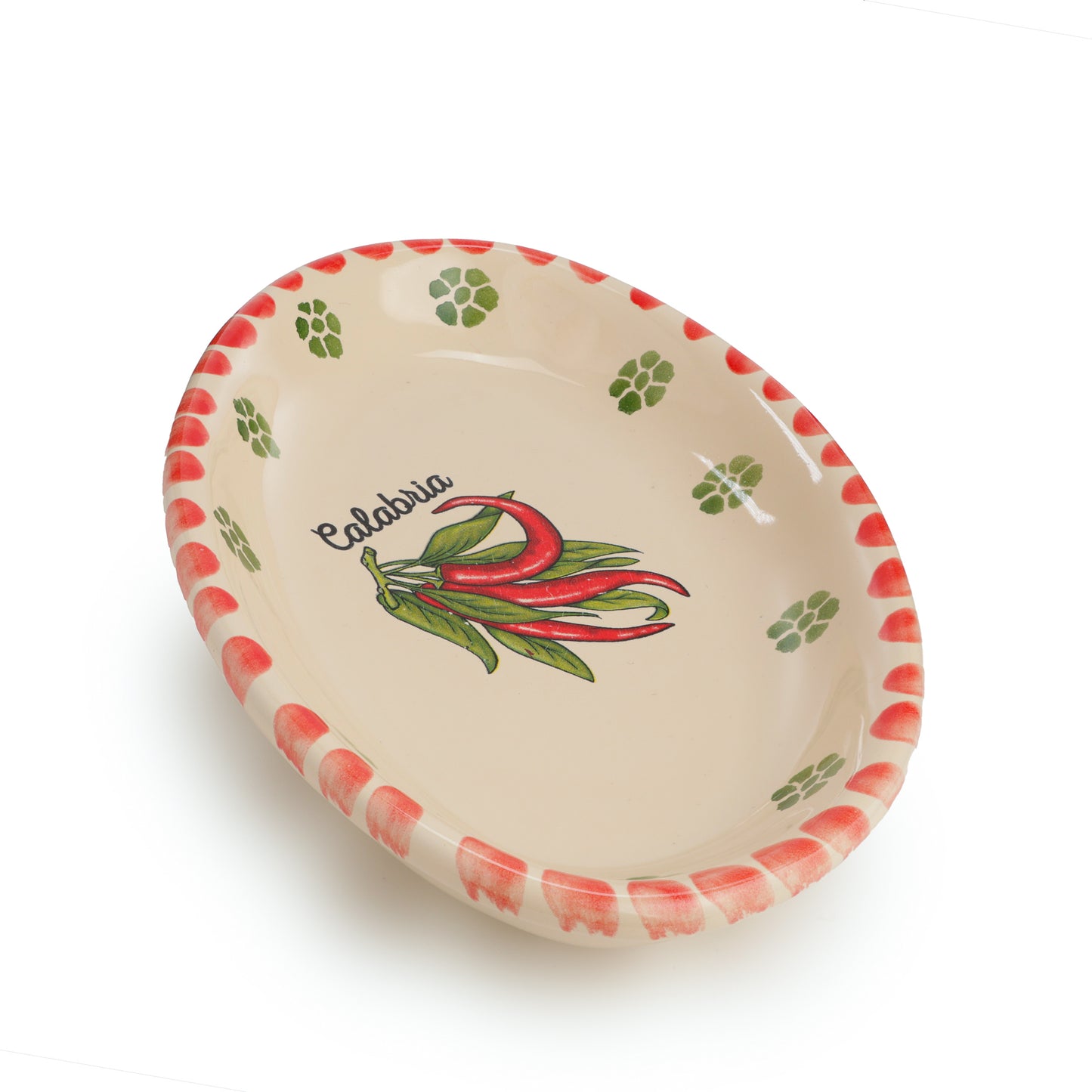 Sperlunghe in ceramica con decorazioni peperoncino Calabria – Piatti Ovali da Portata Decorati a Mano