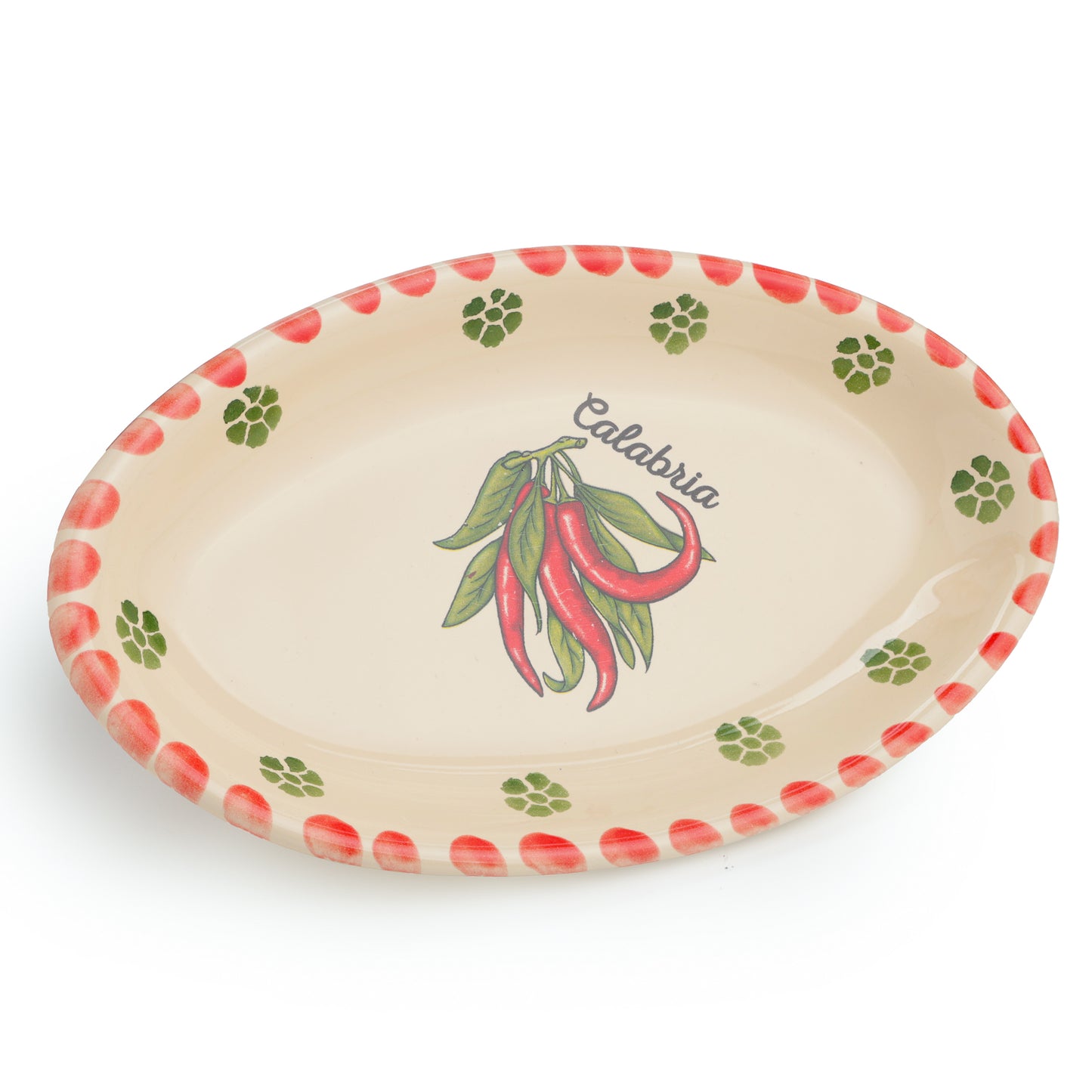 Sperlunghe in ceramica con decorazioni peperoncino Calabria – Piatti Ovali da Portata Decorati a Mano