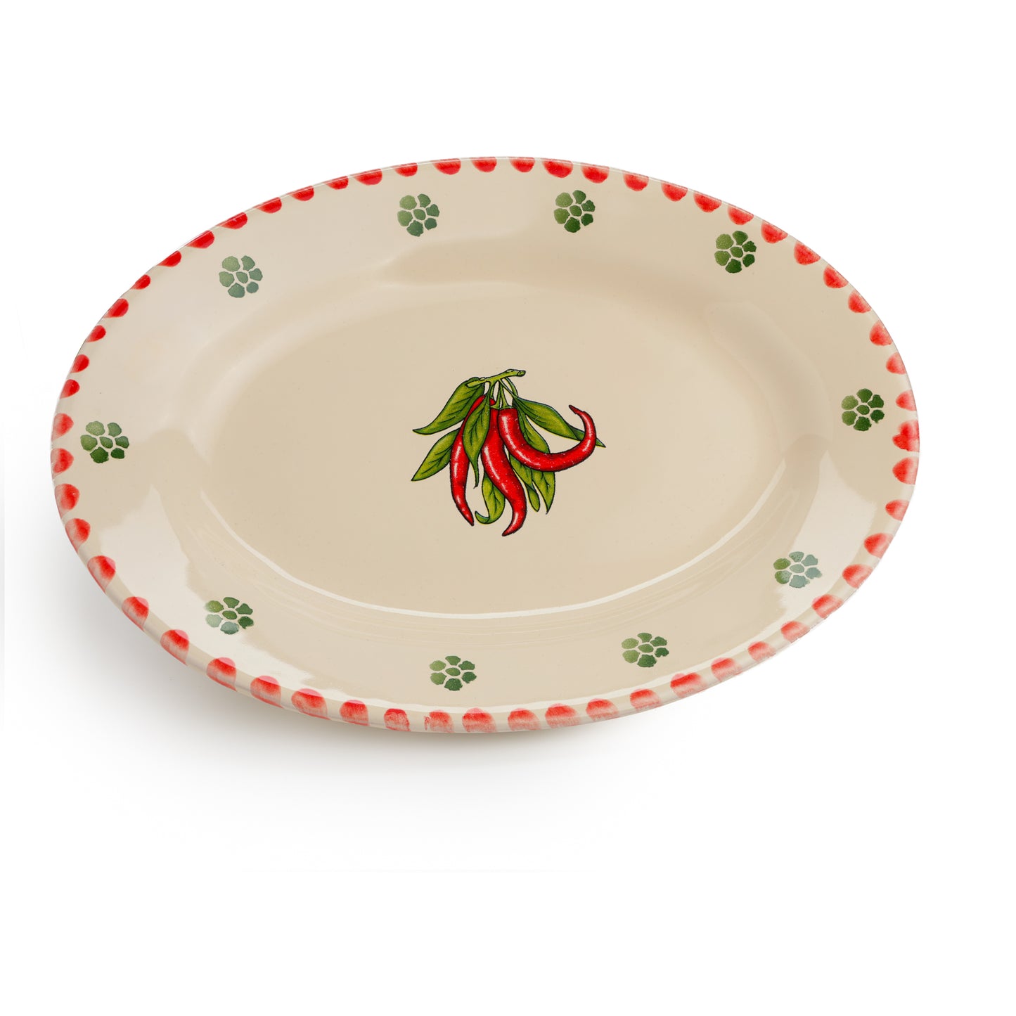 Sperlunghe in ceramica con decorazioni peperoncino Calabria – Piatti Ovali da Portata Decorati a Mano