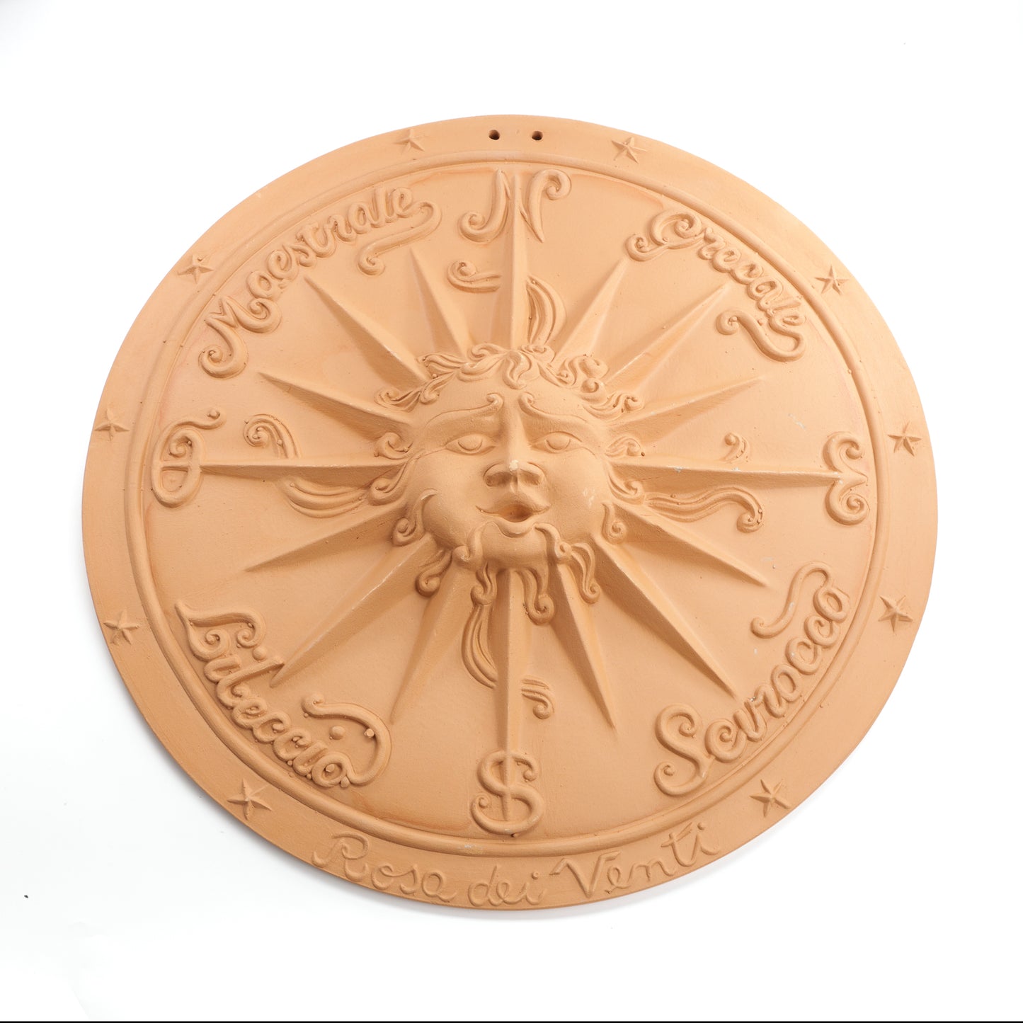 Rosa dei venti molto grande in terracotta decorazione parete
