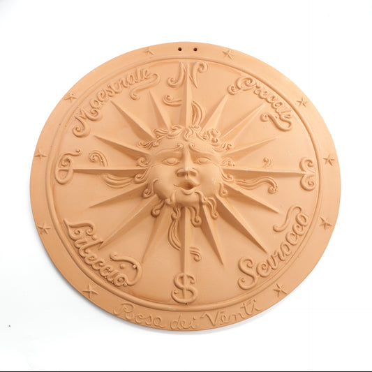 Rosa dei venti molto grande in terracotta decorazione parete