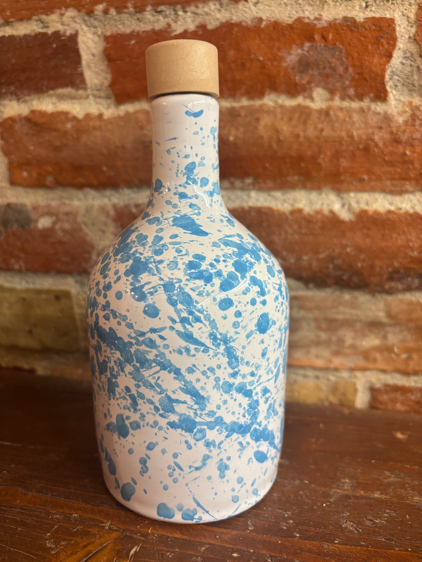 Oliera in ceramica artigianale – 400 ml | Bottiglia per olio fatta a mano colorata (verde, rosso, arancio, blu, verde acqua)