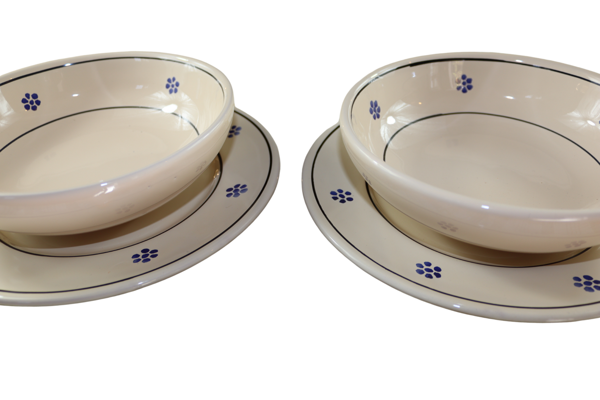 Set: 2 Piatti piani e 2 ciotole in ceramica