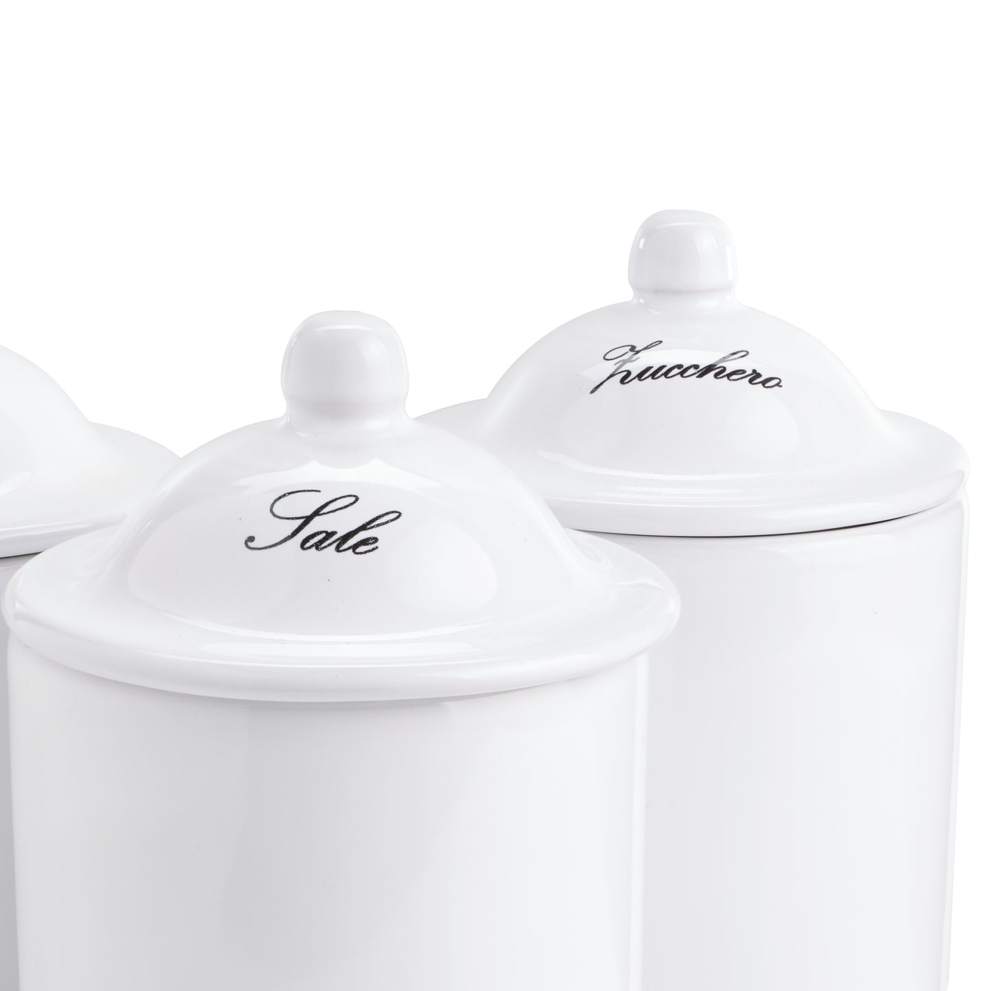Barattoli in Ceramica per Sale, Zucchero e Caffè - Set 3 Pezzi Rossi o Bianchi