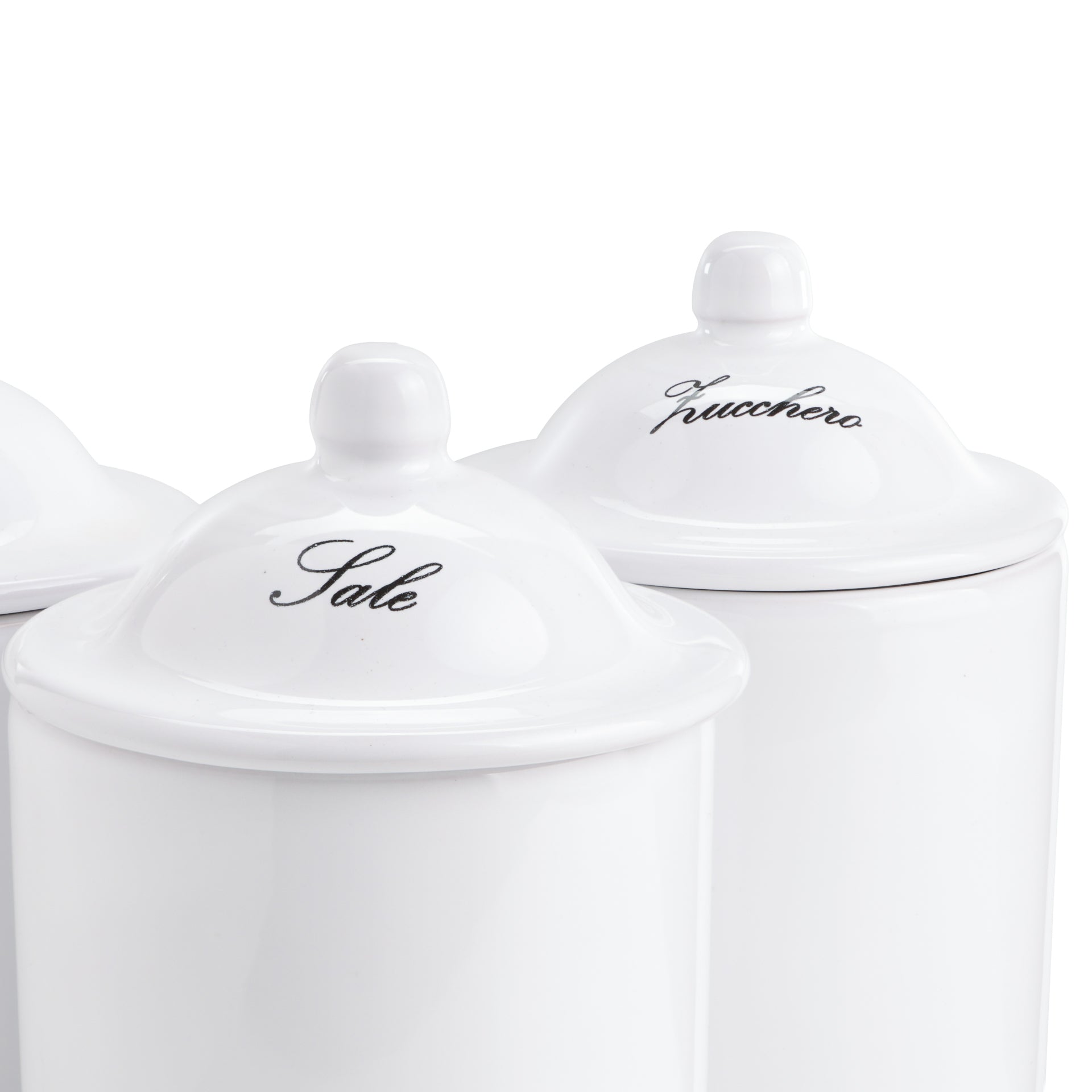 Barattoli in Ceramica per Sale, Zucchero e Caffè - Set 3 Pezzi Rossi o Bianchi