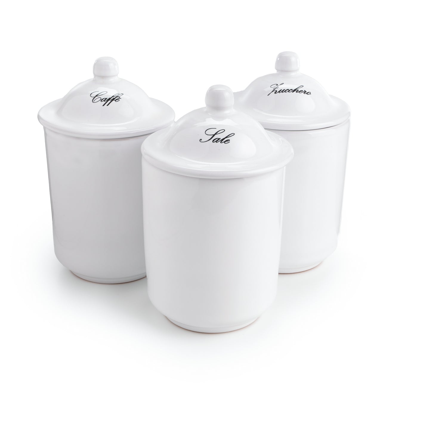 Barattoli in Ceramica per Sale, Zucchero e Caffè - Set 3 Pezzi Rossi o Bianchi
