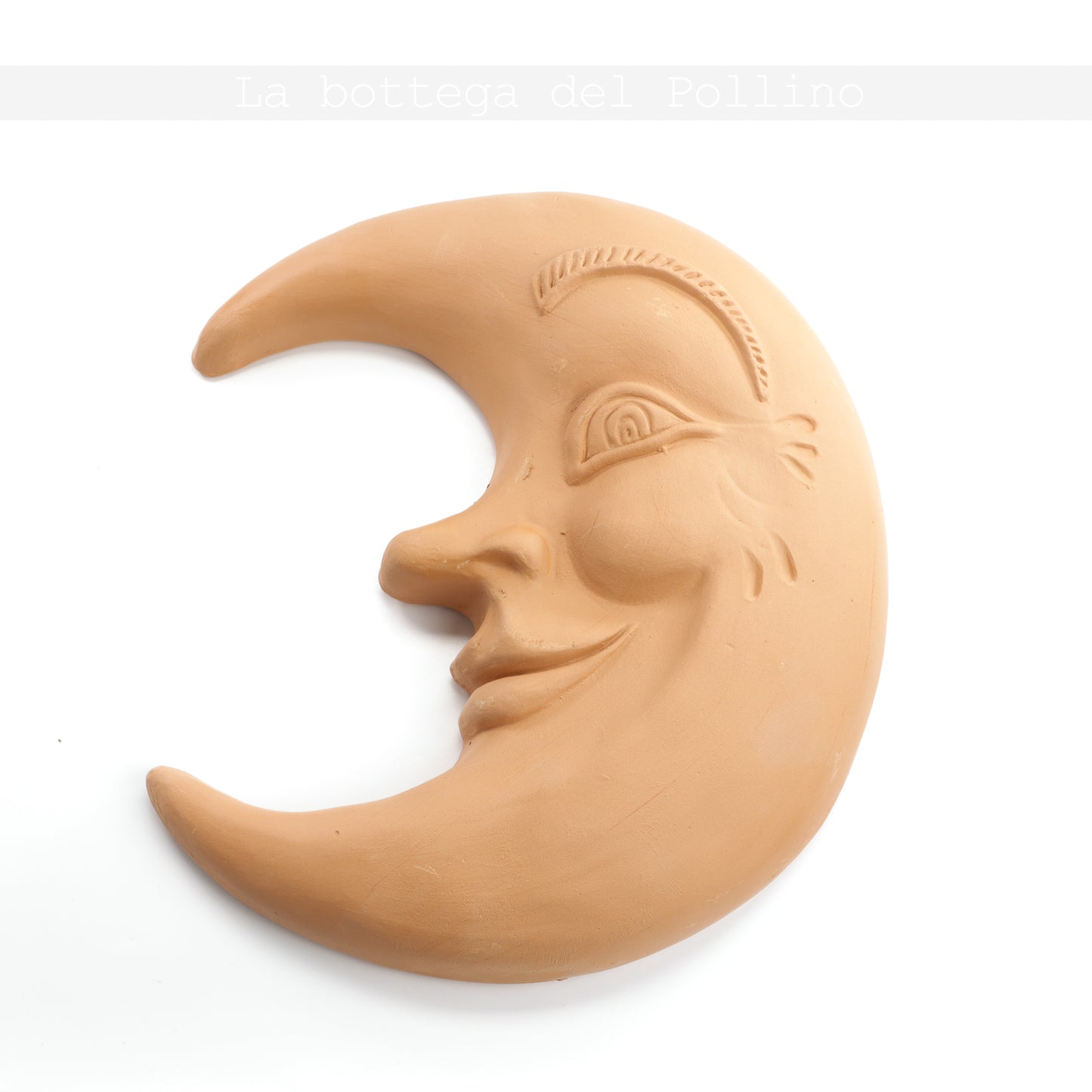 Luna in terracotta decorazione murale artigianale