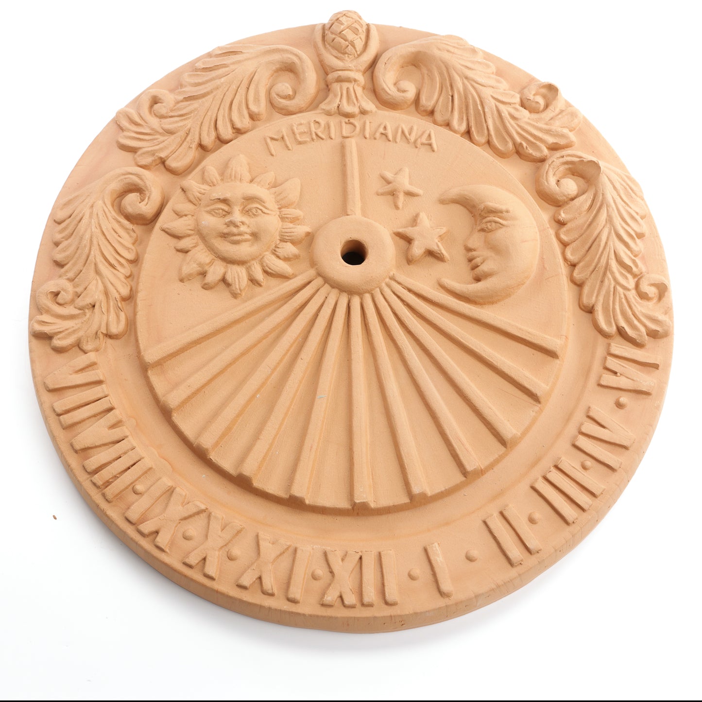 Meridiana da Parete in Terracotta Artigianale – Orologio Solare Decorativo da Esterno
