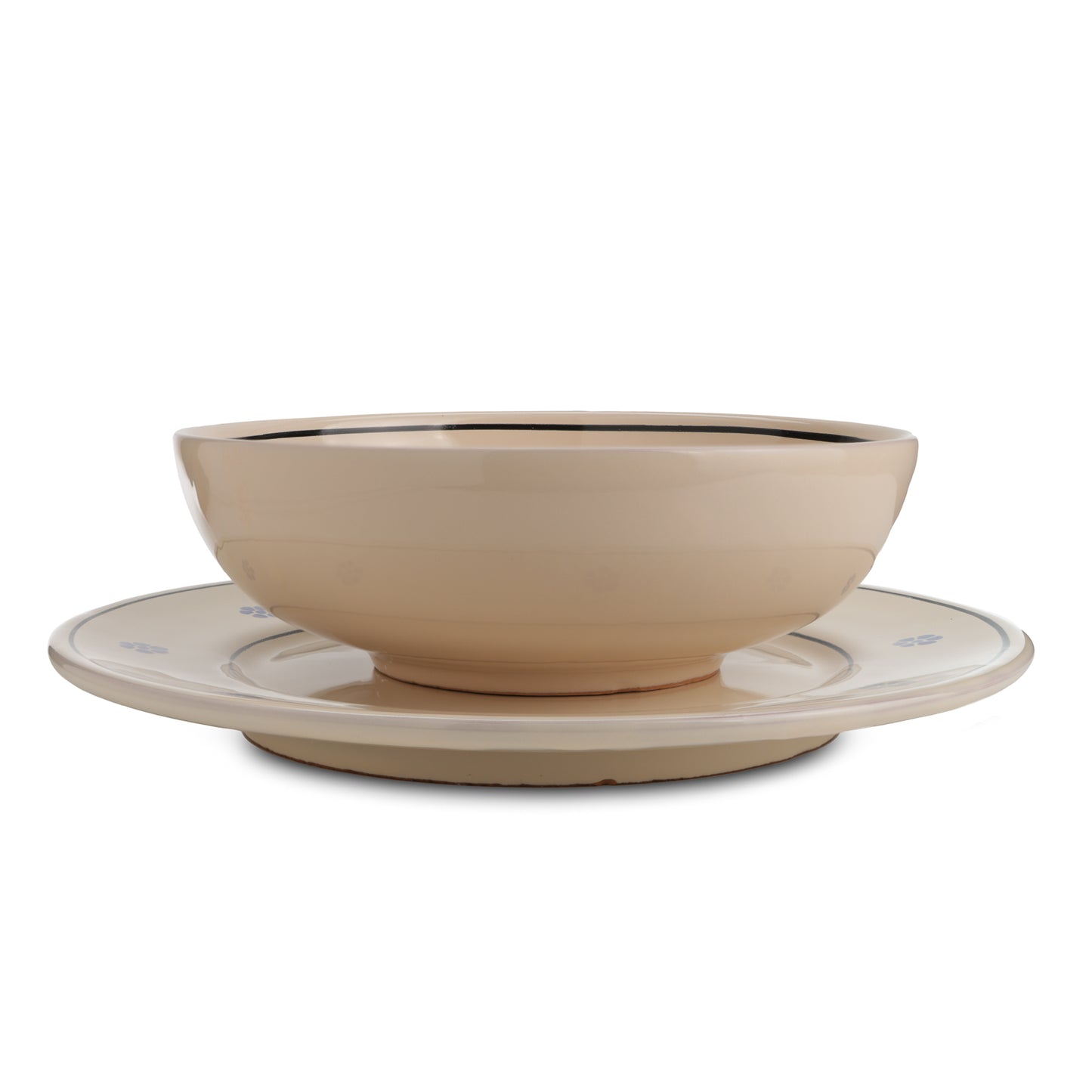 Piatto piano e ciotola in ceramica