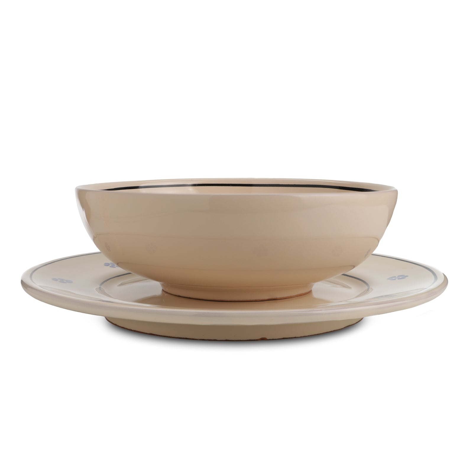 Piatto piano e ciotola in ceramica