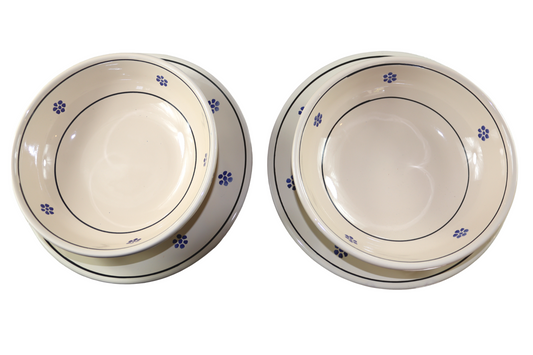 Servizio 2 Piatti piani e 2 ciotole in ceramica