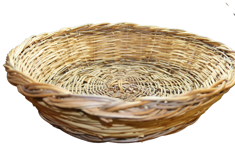 cesta grande rotonda intrecciata a mano