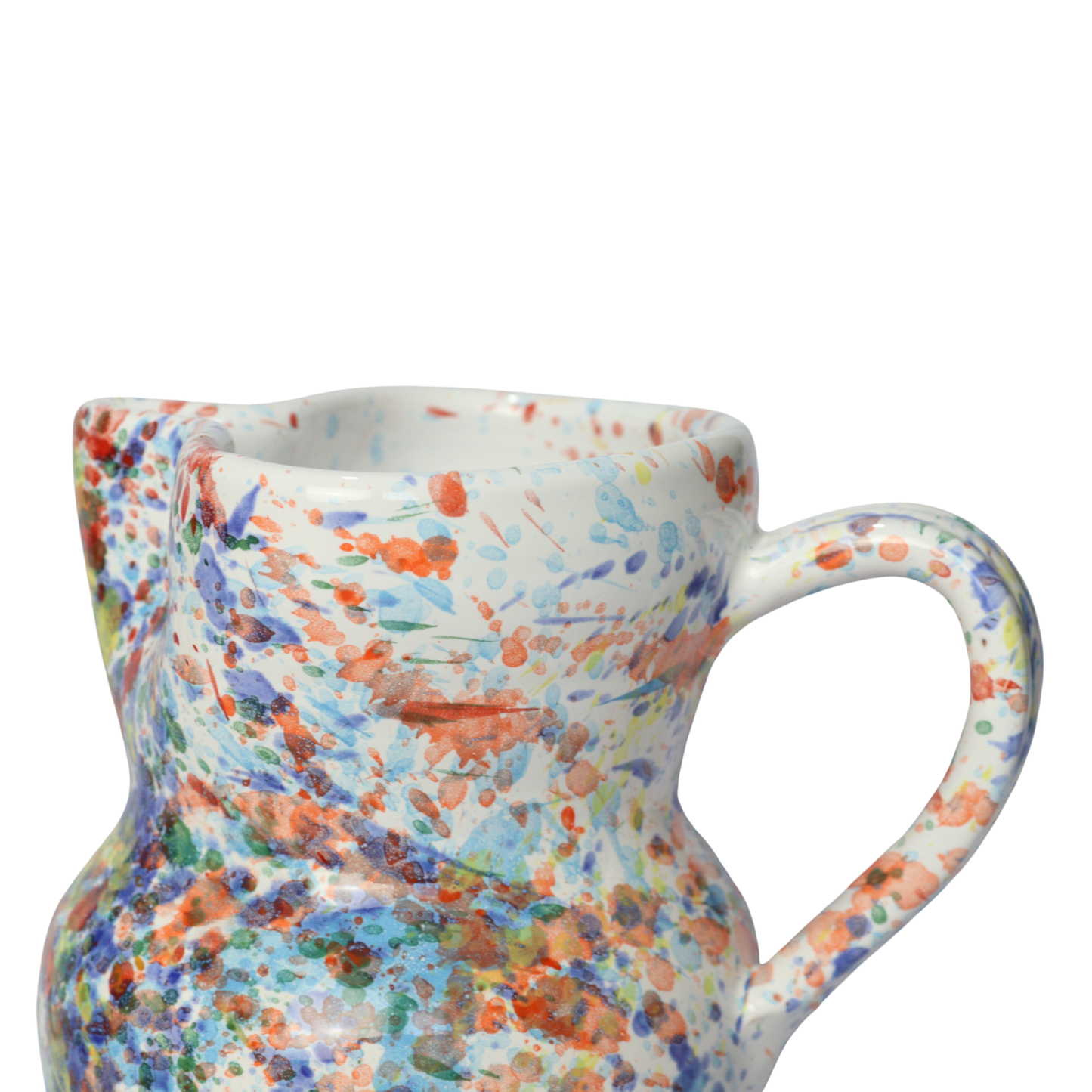 Brocca in ceramica fatta a mano stile stile schizzata arcobaleno, da litro