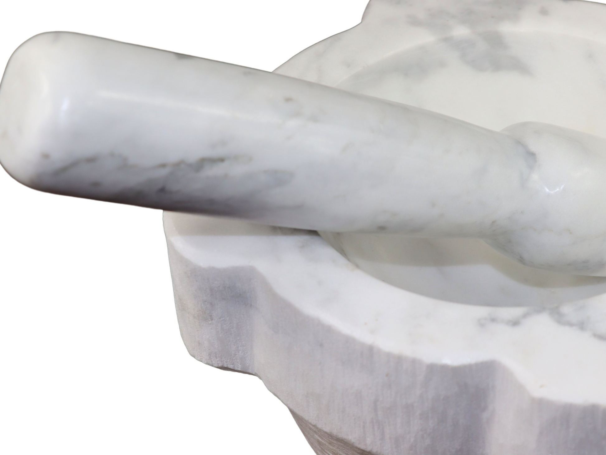 Mortaio in marmo bianco di Carrara corredato da pestello fatto rigorosamente a mano