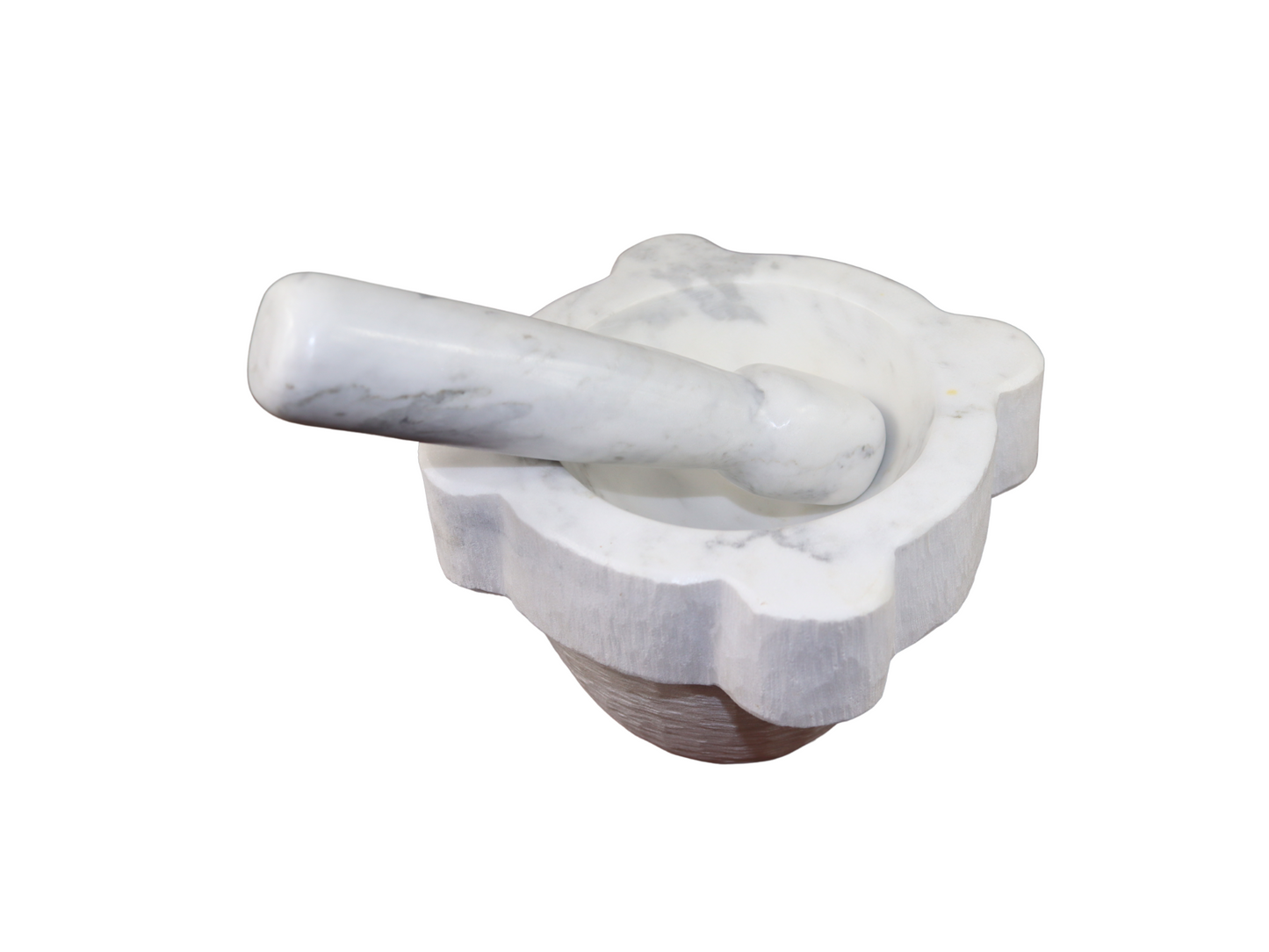 Mortaio in marmo bianco di Carrara corredato da pestello fatto rigorosamente a mano