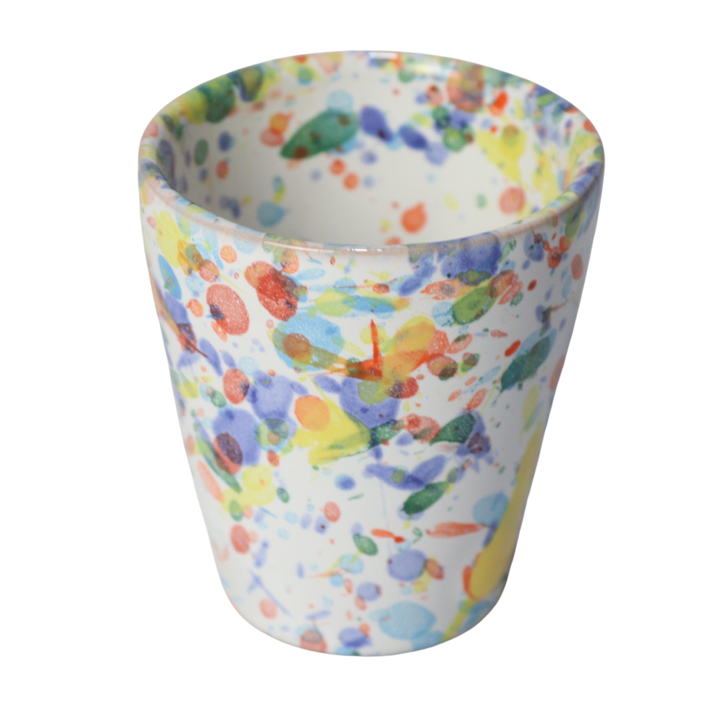 Bicchierino amaro in ceramica schizzato arcobaleno