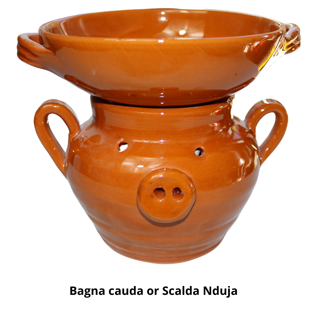 Fornellino in terracotta a forma di maialino per Bagna Cauda e Nduja