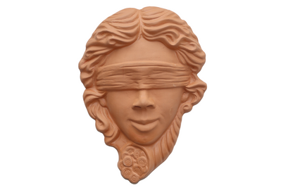 Dea bendata maschera in terracotta porta fortuna da appendere alla parete