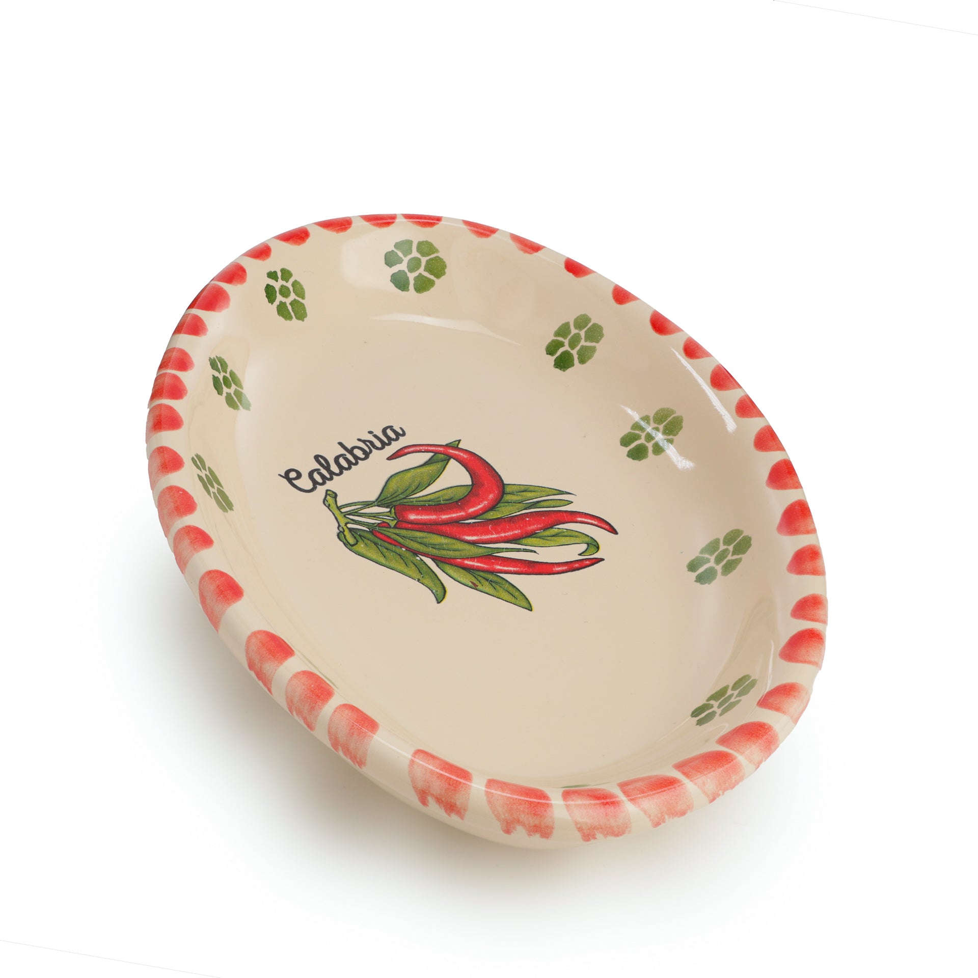 7 Pezzi Ceramica Bianco Verde Set 7 Pezzi Spaghettata E Ciotole Bianco Con Decorazione Verde 1206615