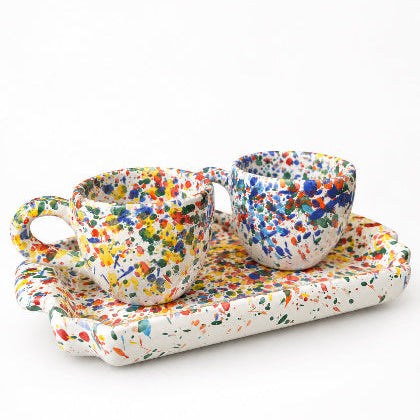 Set 2 tazze multicolor schizzo