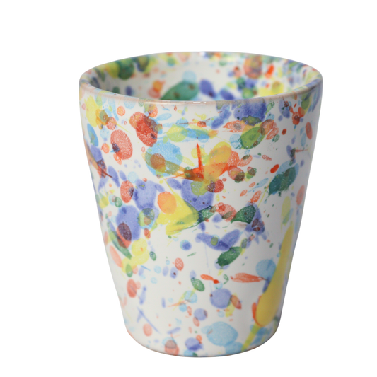 Bicchierino amaro in ceramica schizzato arcobaleno