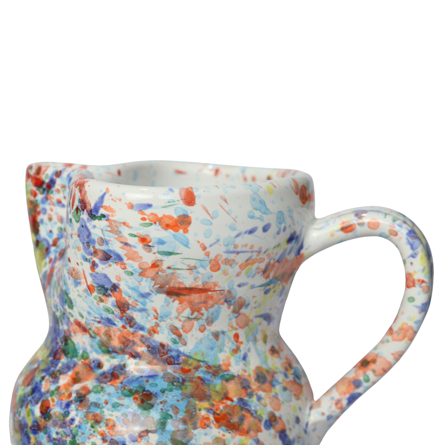 Brocca in ceramica fatta a mano stile stile schizzata arcobaleno, da litro