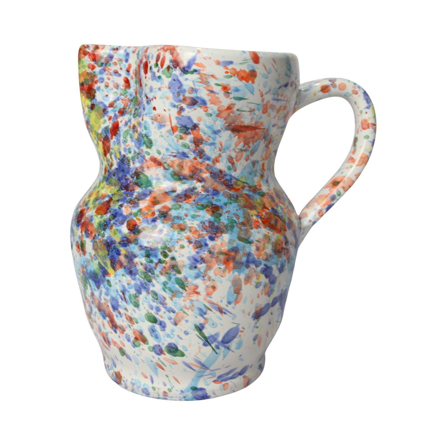 Brocca in ceramica fatta a mano stile stile schizzata arcobaleno, da litro