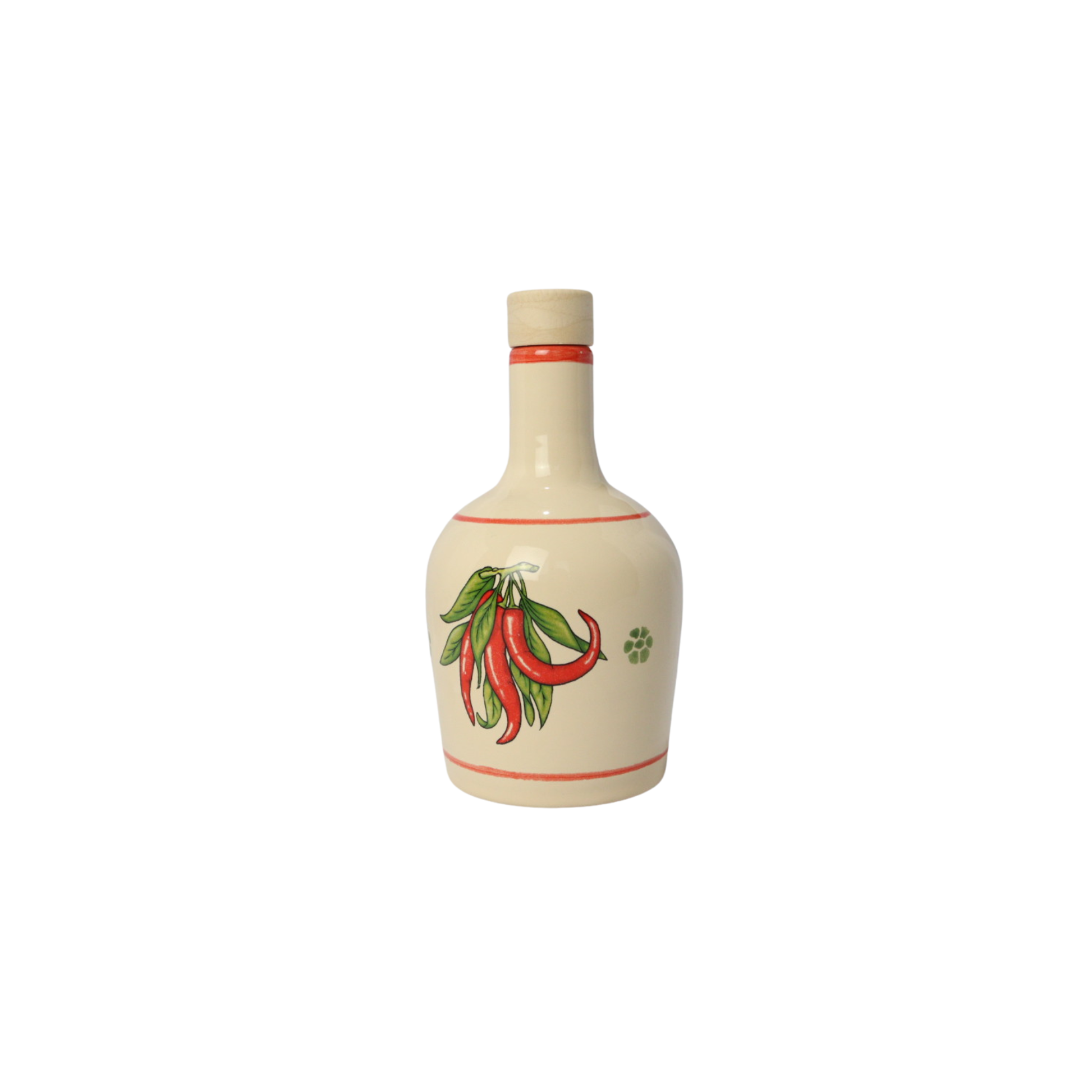 Oliera bottiglia per olio in ceramica decorata con peperoncino 400 ml fatta a mano