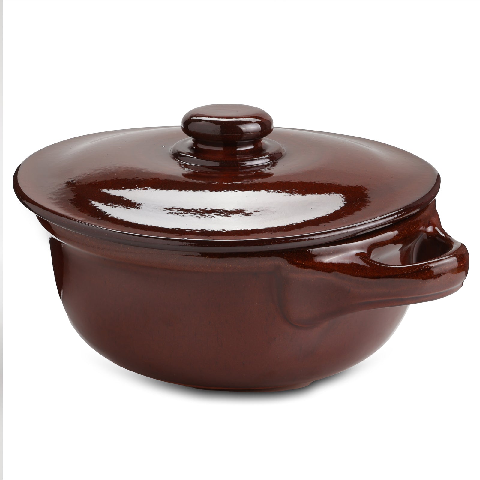 Pentola in terracotta artigianale con coperchio
