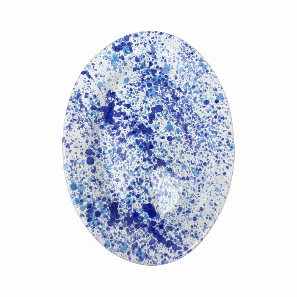 piatto ovale schizzato blu