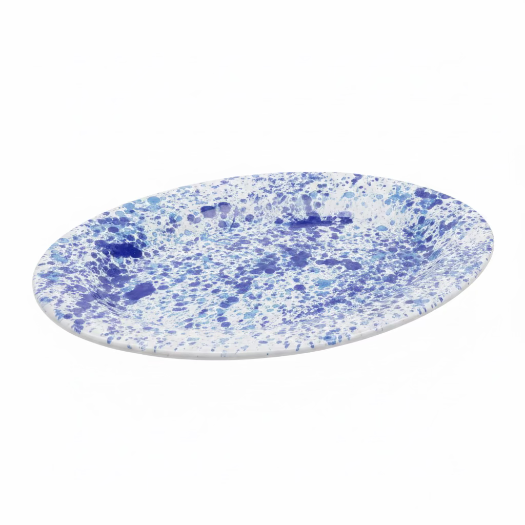 piatto ovale schizzato blu
