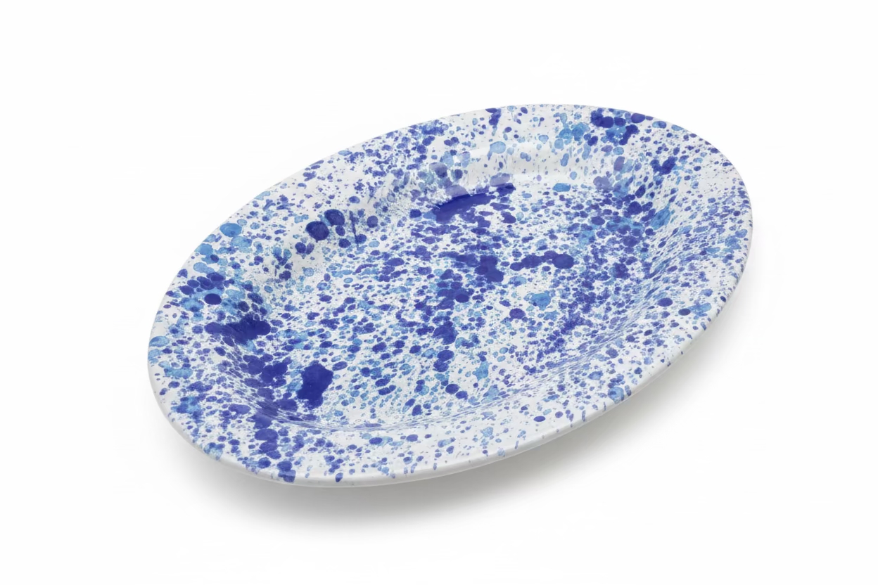 piatto ovale schizzato blu 20 cm