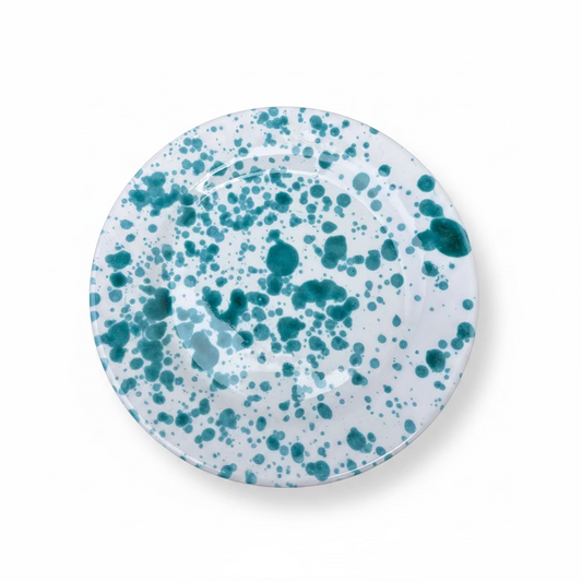 piatto piano schizzato turchese  in ceramica
