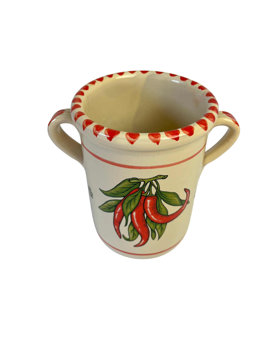 Porta mestoli in ceramica con decorazione peperoncino
