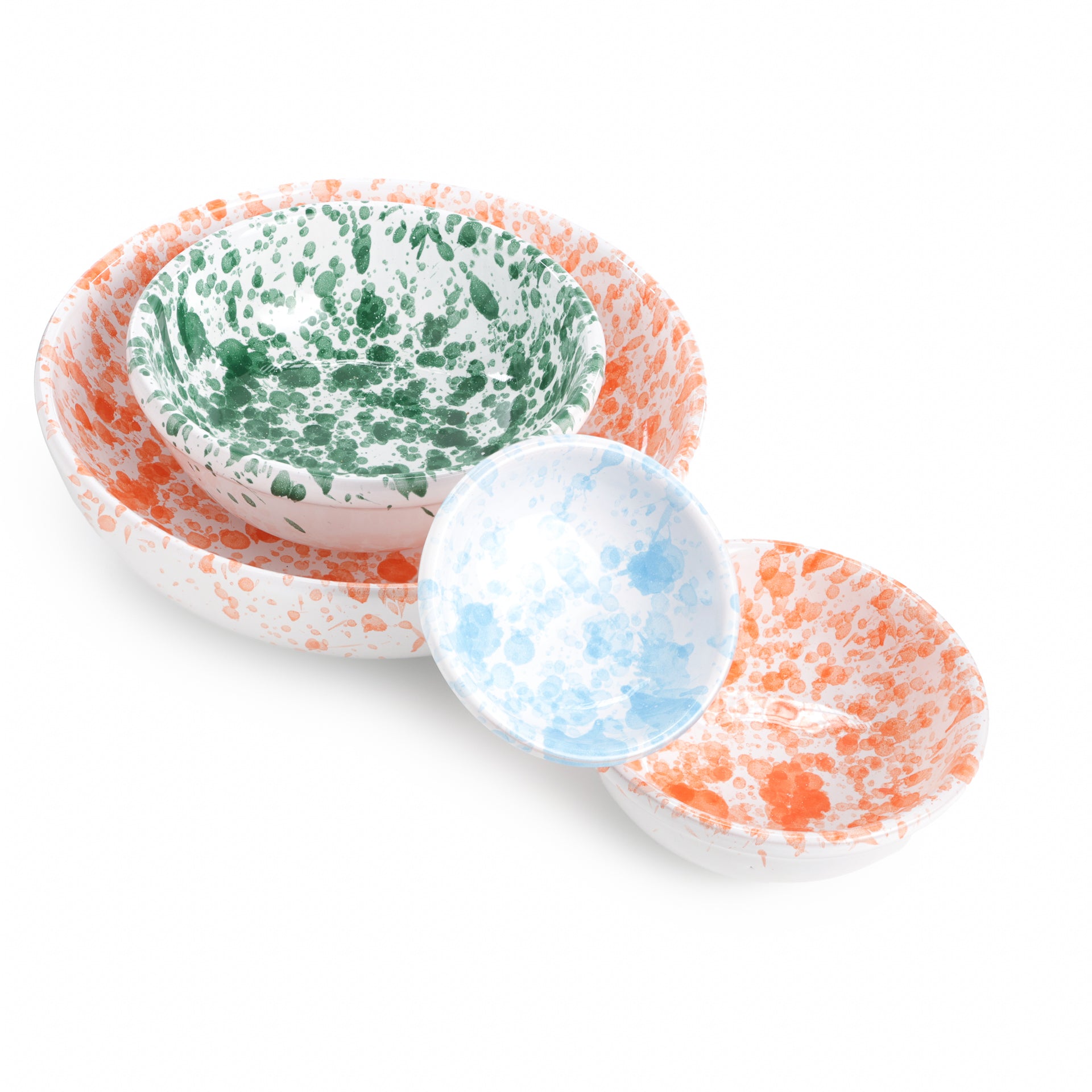 Set di Ciotole in Ceramica Artigianale – Decorazione a Schizzo Multicolore (Varie Dimensioni)