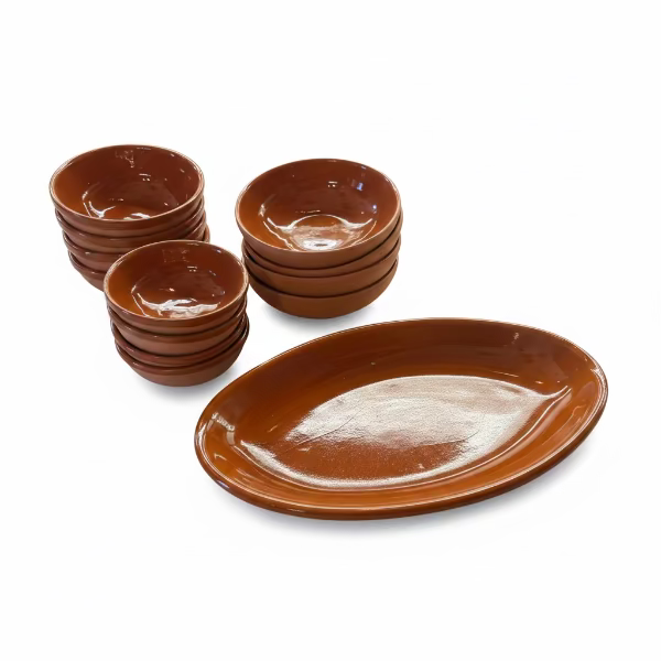 Set di ciotole e sperlunga 13 pezzi rustico marrone