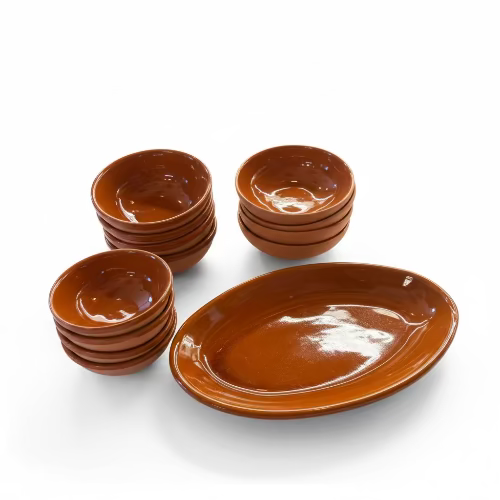 Set di ciotole e sperlunga 13 pezzi rustico marrone