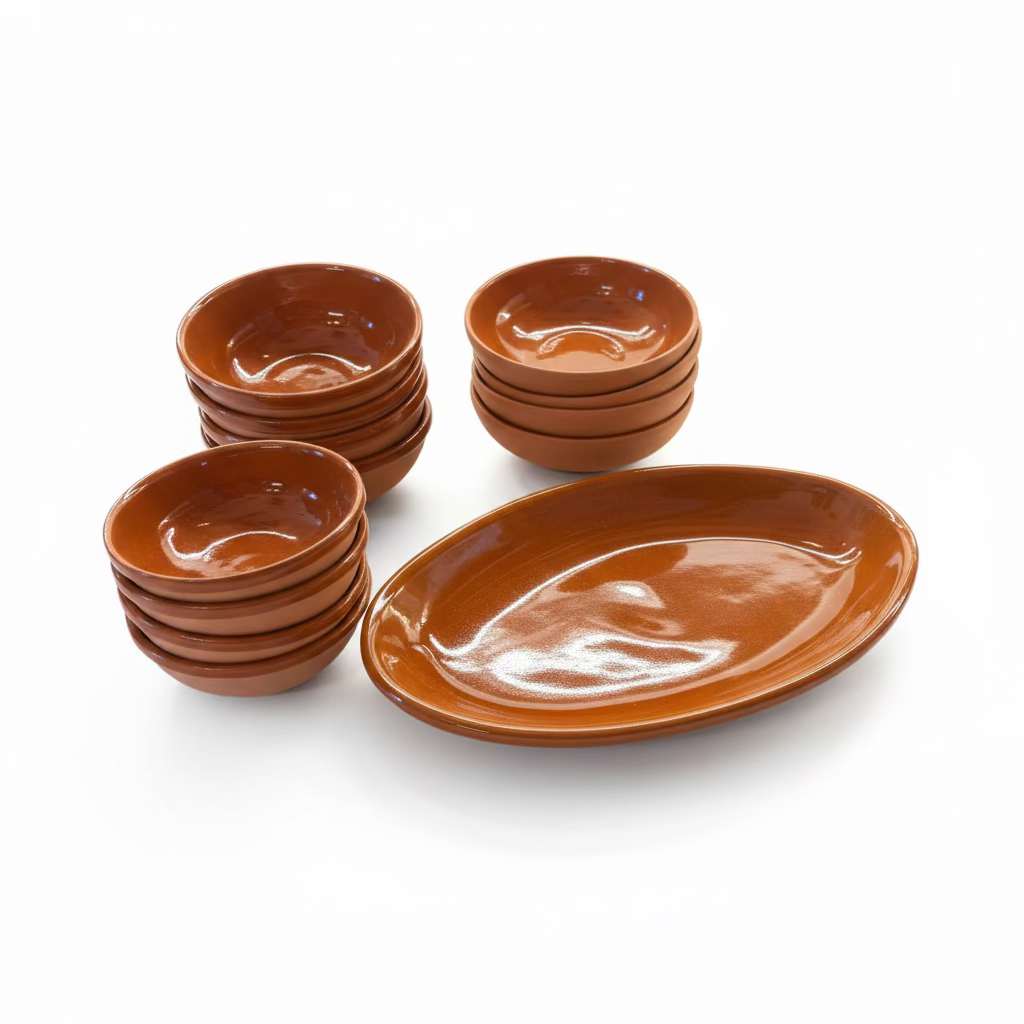 Set di ciotole e sperlunga 13 pezzi rustico marrone