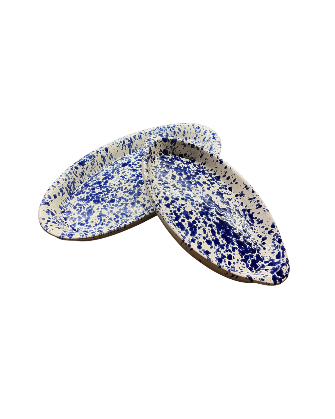 Set sperlunghe schizzate piatti ovali da portata da 29 cm e 18 cm