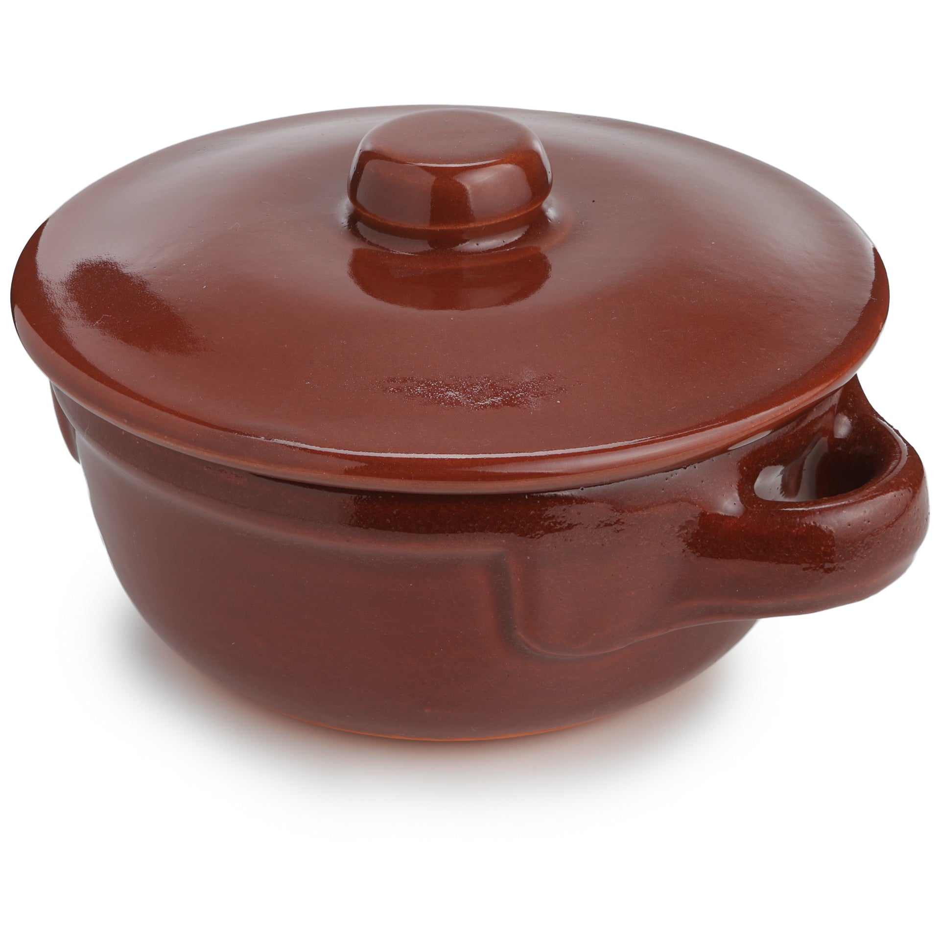 Tegamino mono porzione 14 cm diametro con coperchio in terracotta artigianale