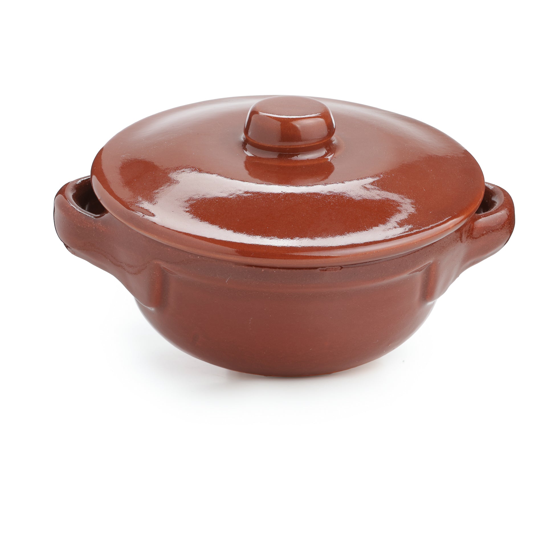 Tegamino mono porzione 14 cm diametro con coperchio in terracotta artigianale