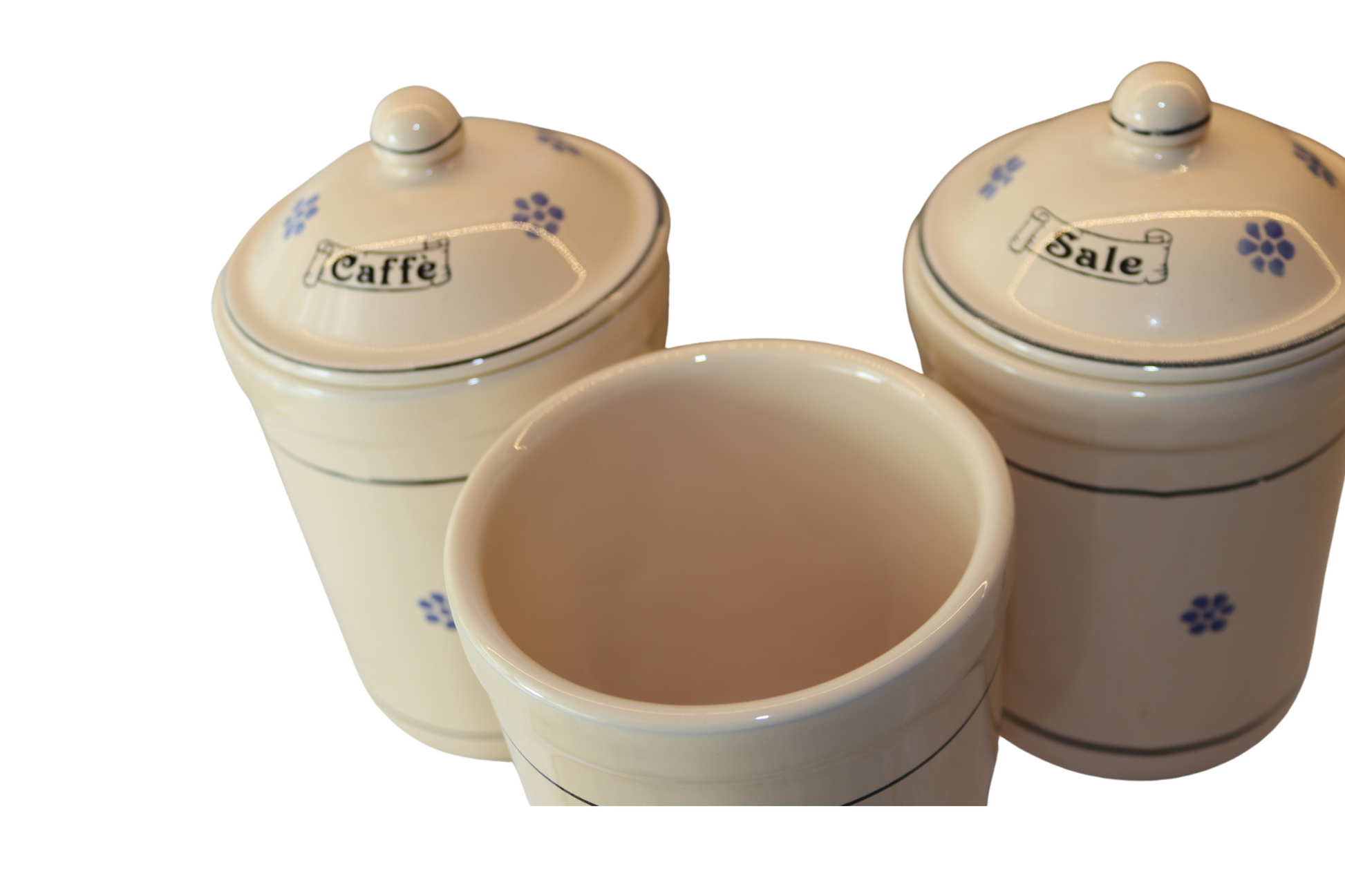 Set 3 Barattoli in ceramica, contenitori sale zucchero e caffè per la – La  bottega del Pollino