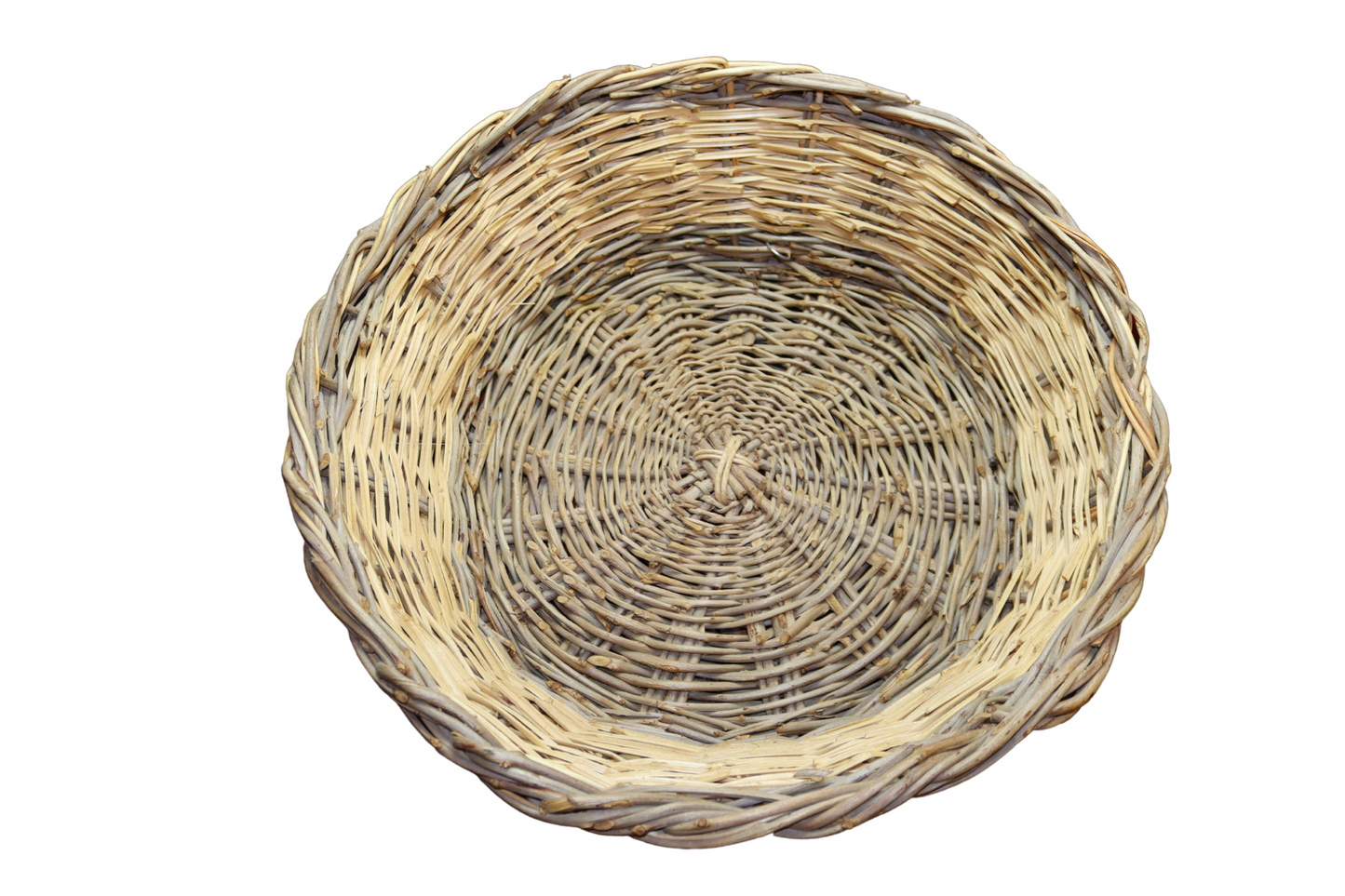 cesta grande tradizionale rotonda intrecciata a mano