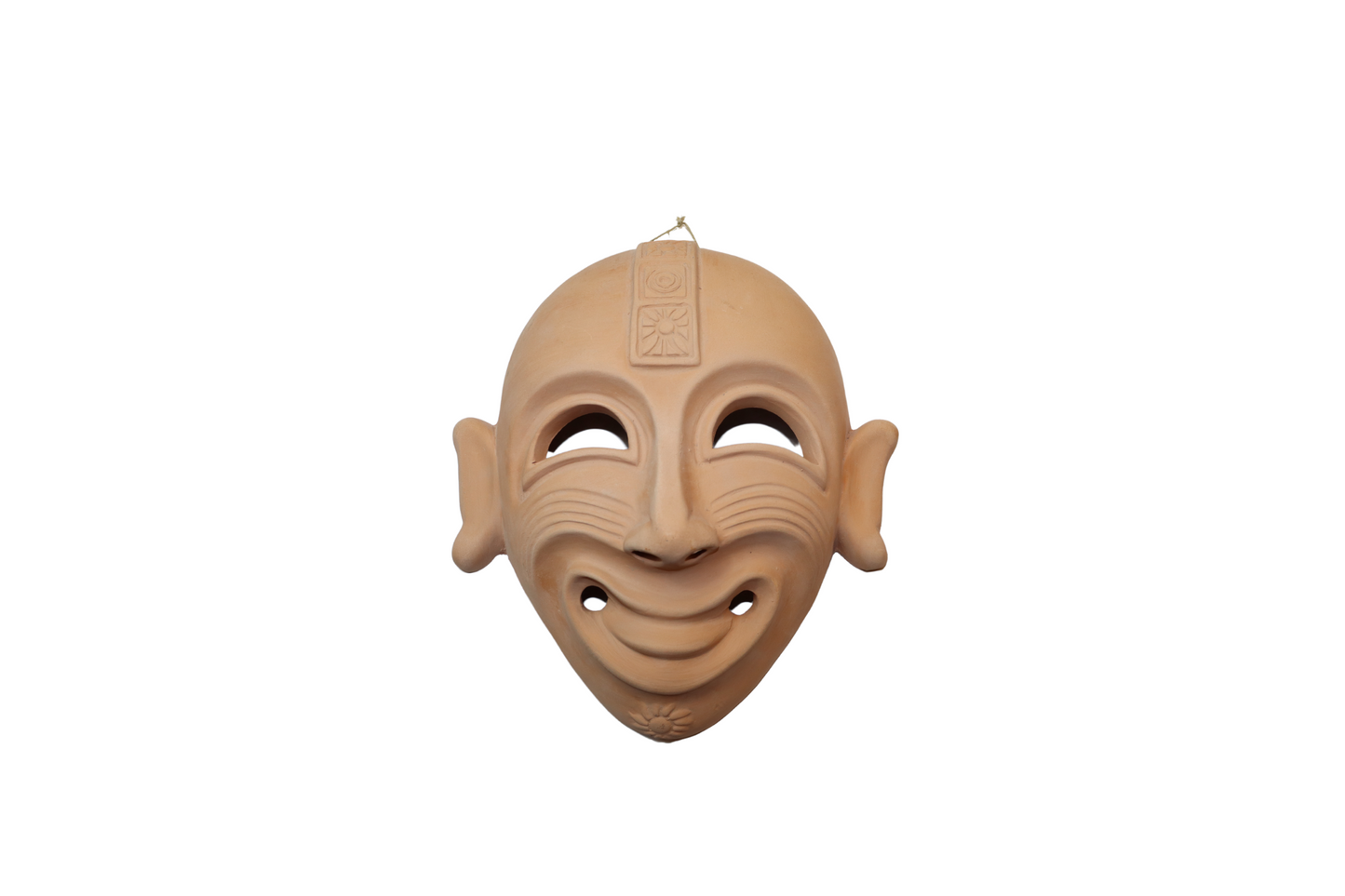 Maschera apotropaica viso in terracotta da appendere alla parete