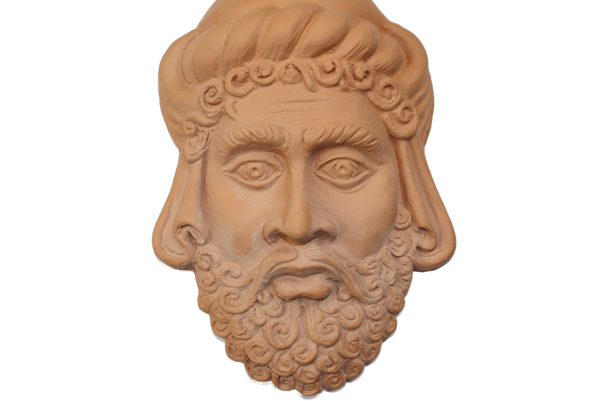maschera greca  in terracotta grezza